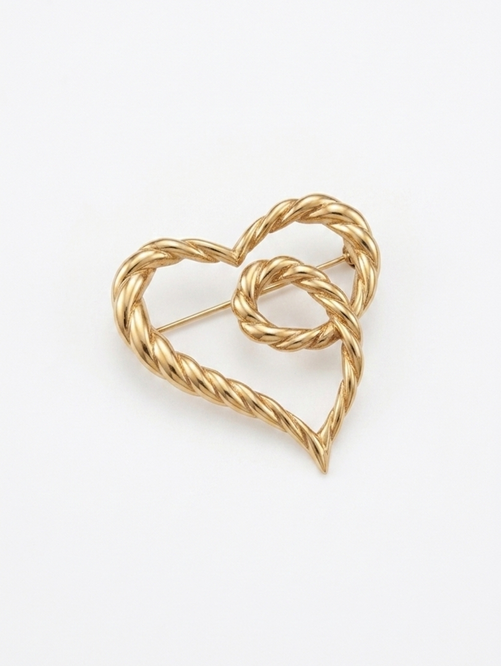 RARE 1980s Nina Ricci Interlocking Ribbon Heart Brooch